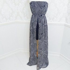 Papaya Bodycon Strapless Dress Long Sheer Sides Beach Vibes Juniors Size Small